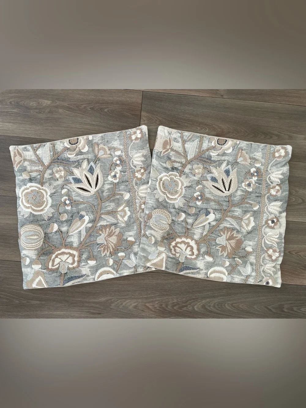 Pottery Barn Sonya Embroidered Floral Pillow Covers lot of 2